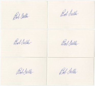 Lot of (80) Bob Feller Signed 3x5 Index Cards